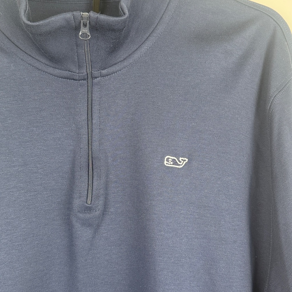 Vineyard Vines Men’s Saltwater Navy Blue Quarter Zip Sweatshirt Pullover XL - Picture 5 of 11